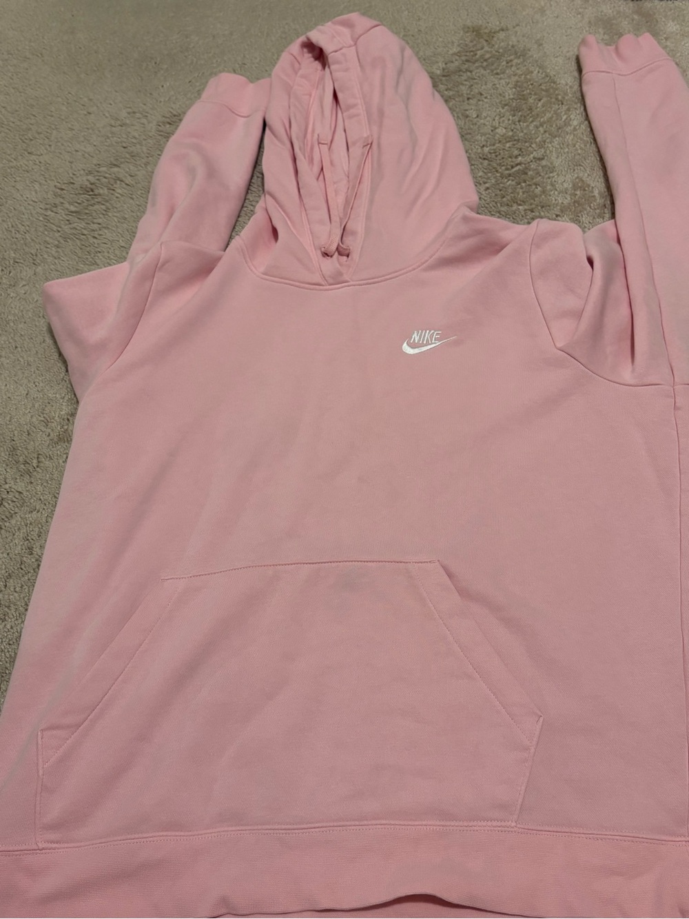 Nike Pink Hooded Pullover Sweatshirt with White Swoosh